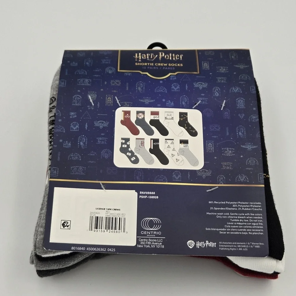 HARRY POTTER CHARACTER  10 PAIRS SHORTY CREW‎ SOCKS Size 4-10  LICENSED NEW
